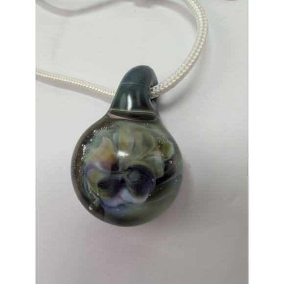 2 Handmade Borosilicate Glass Pendant Blue Implosion Lampwork Focal Bead Charm - Picture 7 of 8